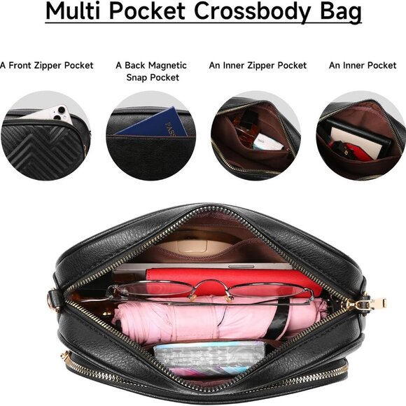 Quilted Crossbody Bags for Women Trendy Vegan Leather Crossbody Purses Handbag S - Picture 3 of 7